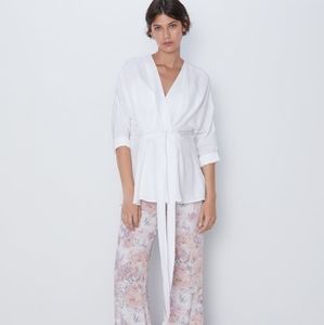 NWOT Zara Linen Wrap Maternity Blouse